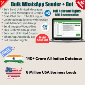 Whatsapp Bulk Message Sender+ Group Sender + WhatsApp Auto Reply Bot